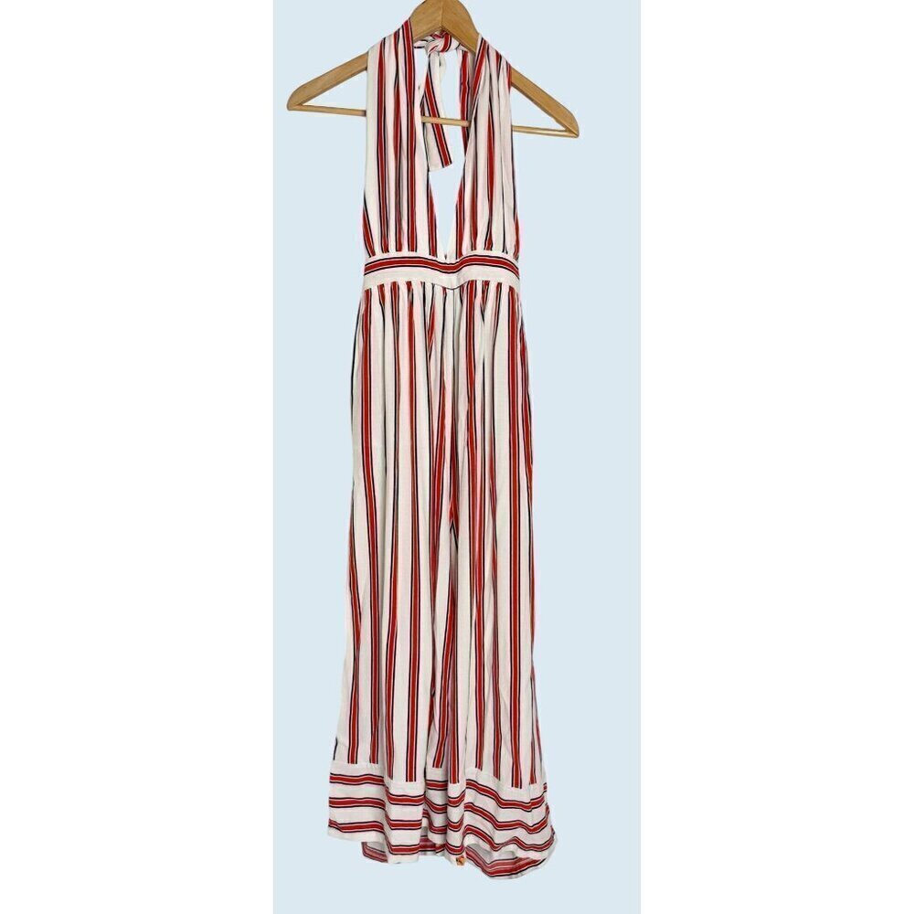 URBAN OUTFITTERS Raven Red White Blue Halter Neck Jumpsuit Sz M - Picture 2 of 8